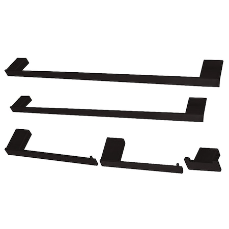 Kingston Brass BAHK6312478MB Metzinger 5-Piece Bathroom Accessory Set, Matte Black BAHK6312478MB